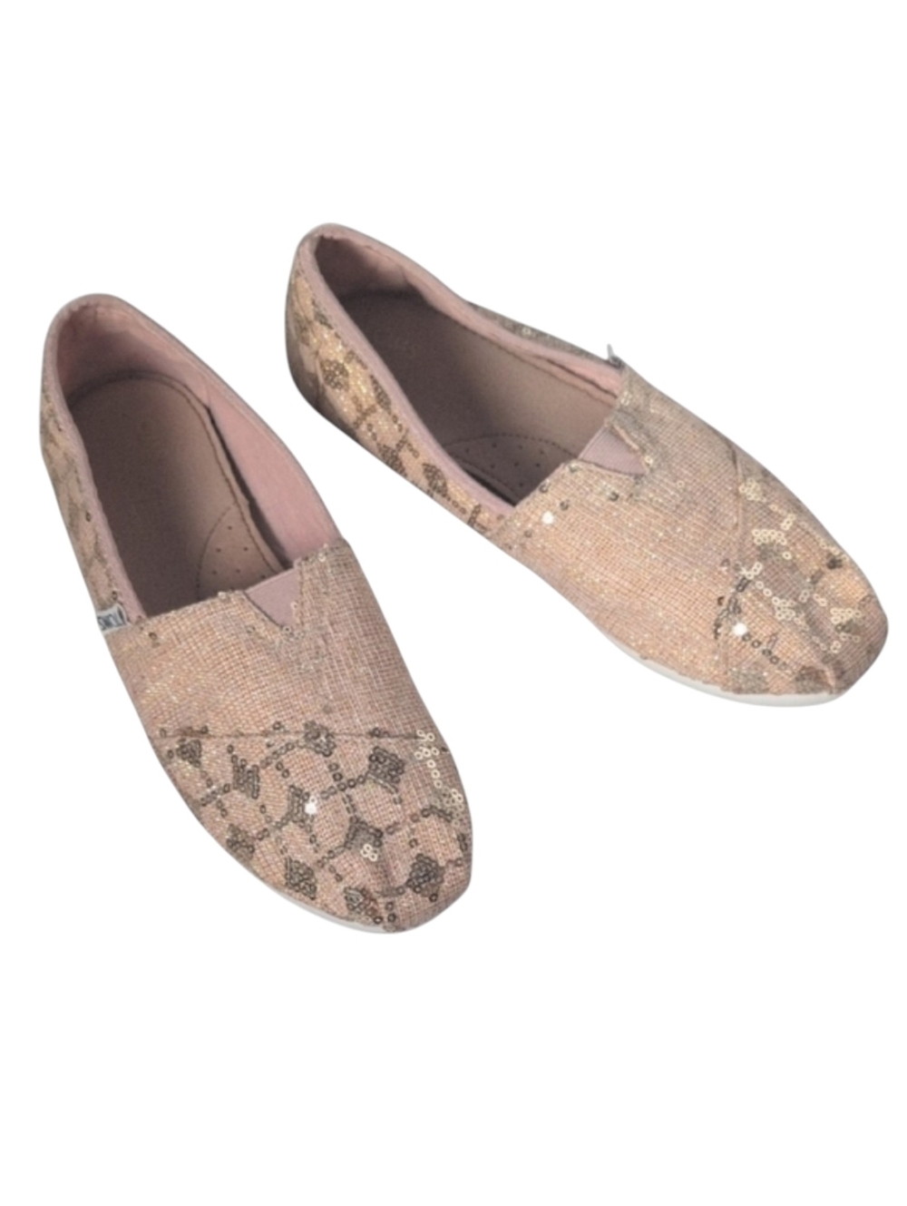 Toms Alpargata Slip On Shoes Gold Sequins Size 8